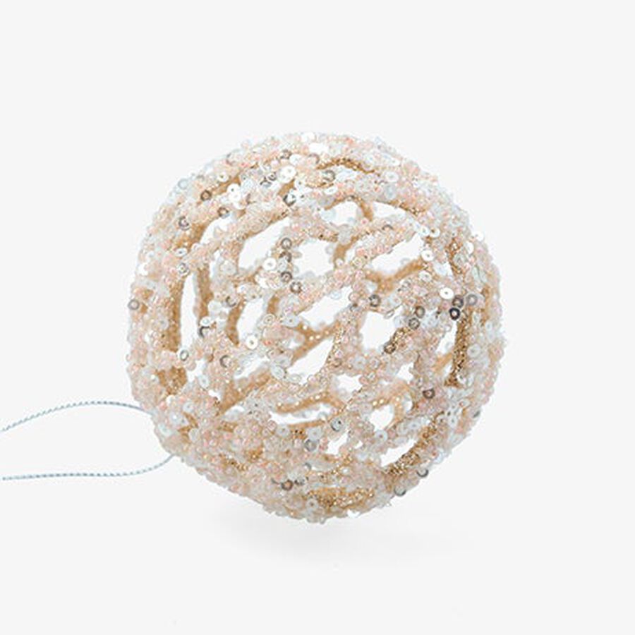 Bola de Navidad abierta de lentejuelas blanca 8cm