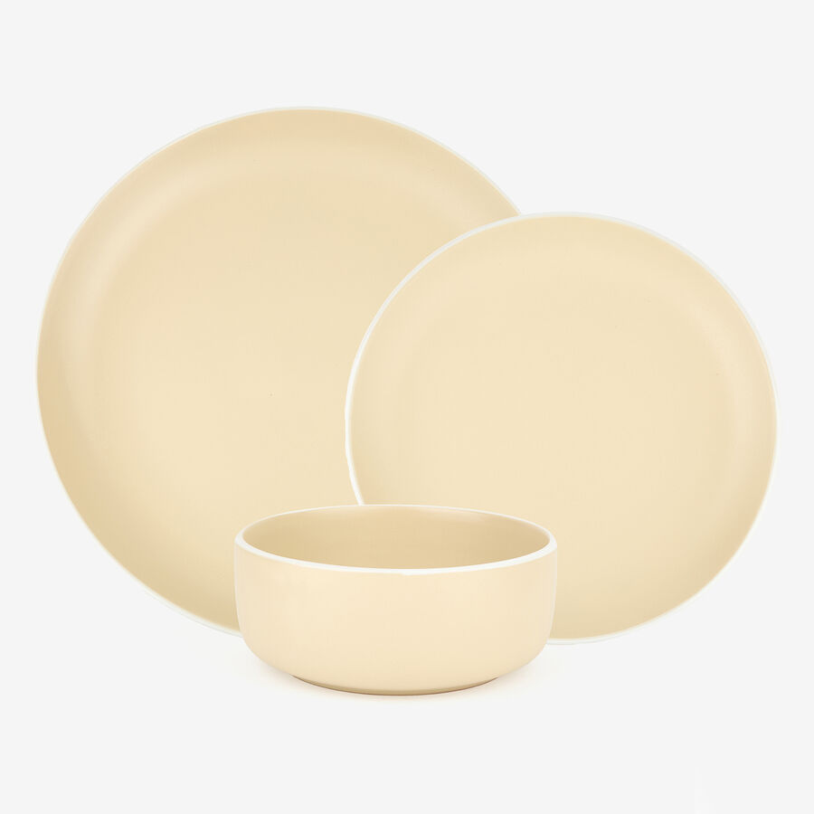 Vajilla de 18 piezas de cerámica beige Galar