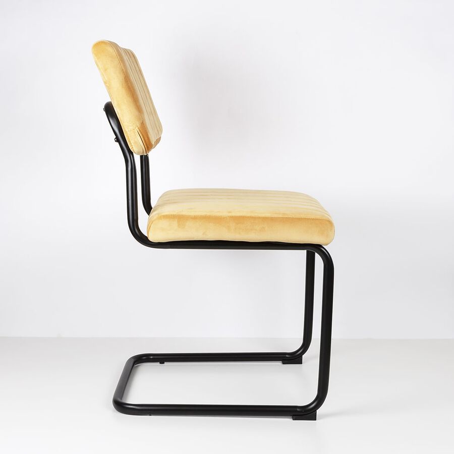 Silla de comedor de terciopelo amarillo Natalia 46x59x86cm