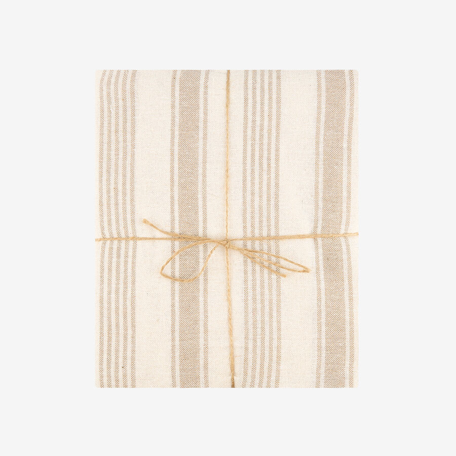Mantel de algod&oacute;n rayas beige Vieste 150x200cm