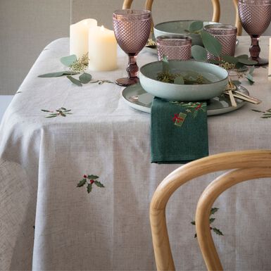 Mantel de lino beige Acebo 150x250cm