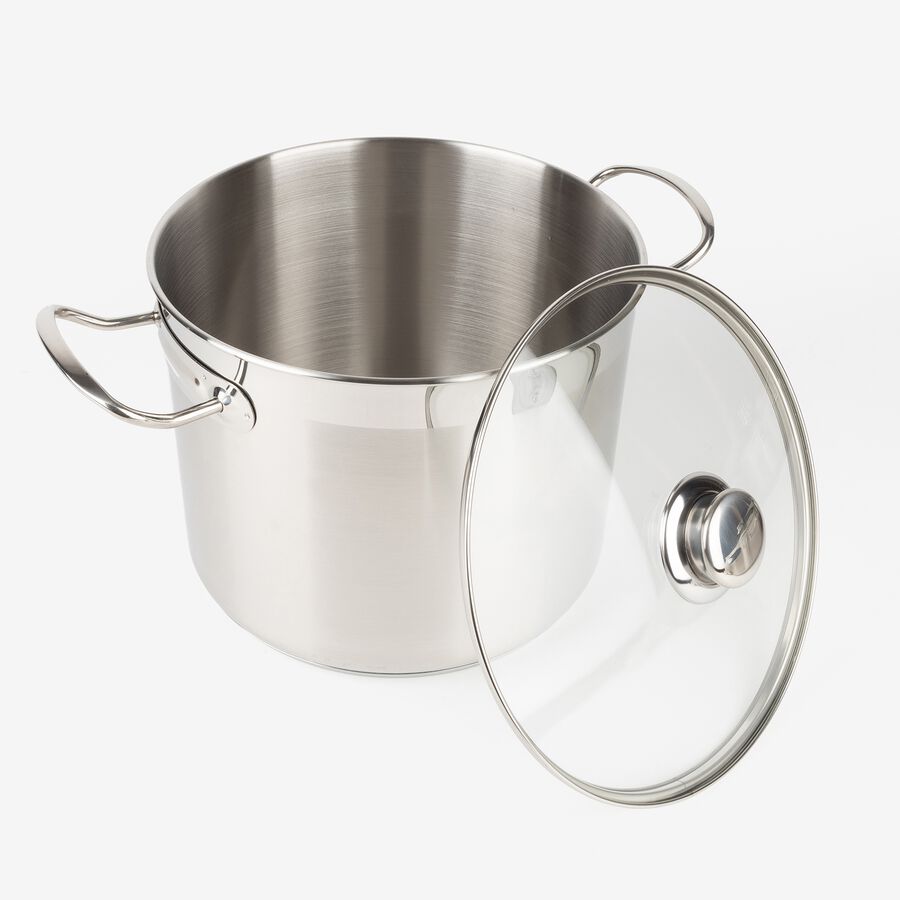 Olla de acero inoxidable con tapa de cristal &Oslash;30cm