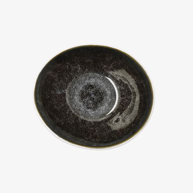 Bol oval marr&oacute;n de porcelana Nero 16,5x14x7,7cm