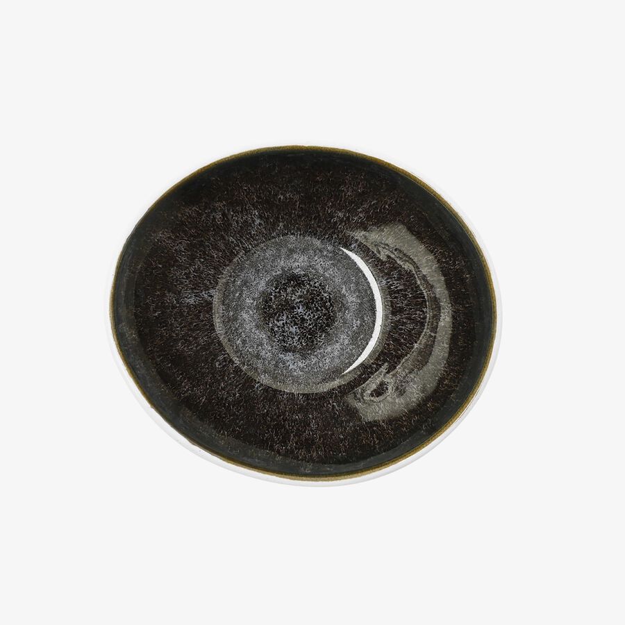 Bol oval marr&oacute;n de porcelana Nero 16,5x14x7,7cm