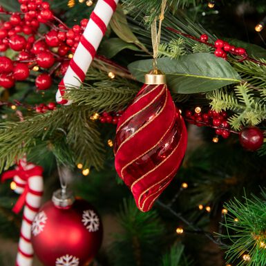 Bola decorativa de cristal y velvet rojo en varios modelos