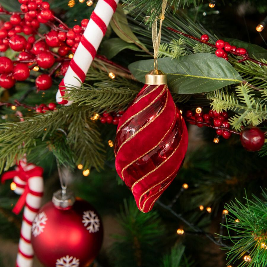 Bola decorativa de cristal y velvet rojo en varios modelos