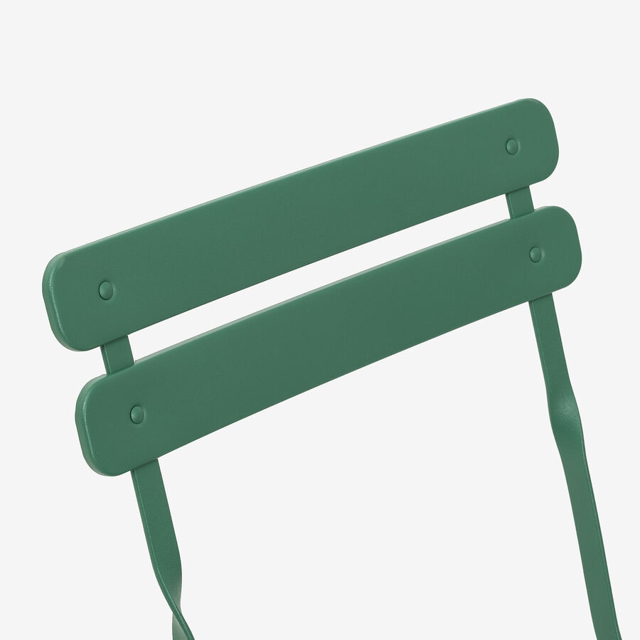 Set de jardín plegable de mesa y 2 sillas de acero verde Bistro