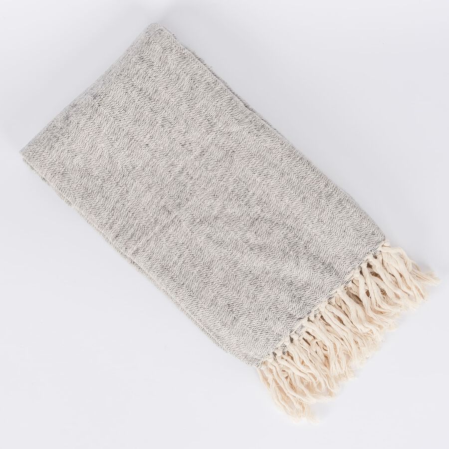 Plaid con flecos de algodón gris 130x170cm