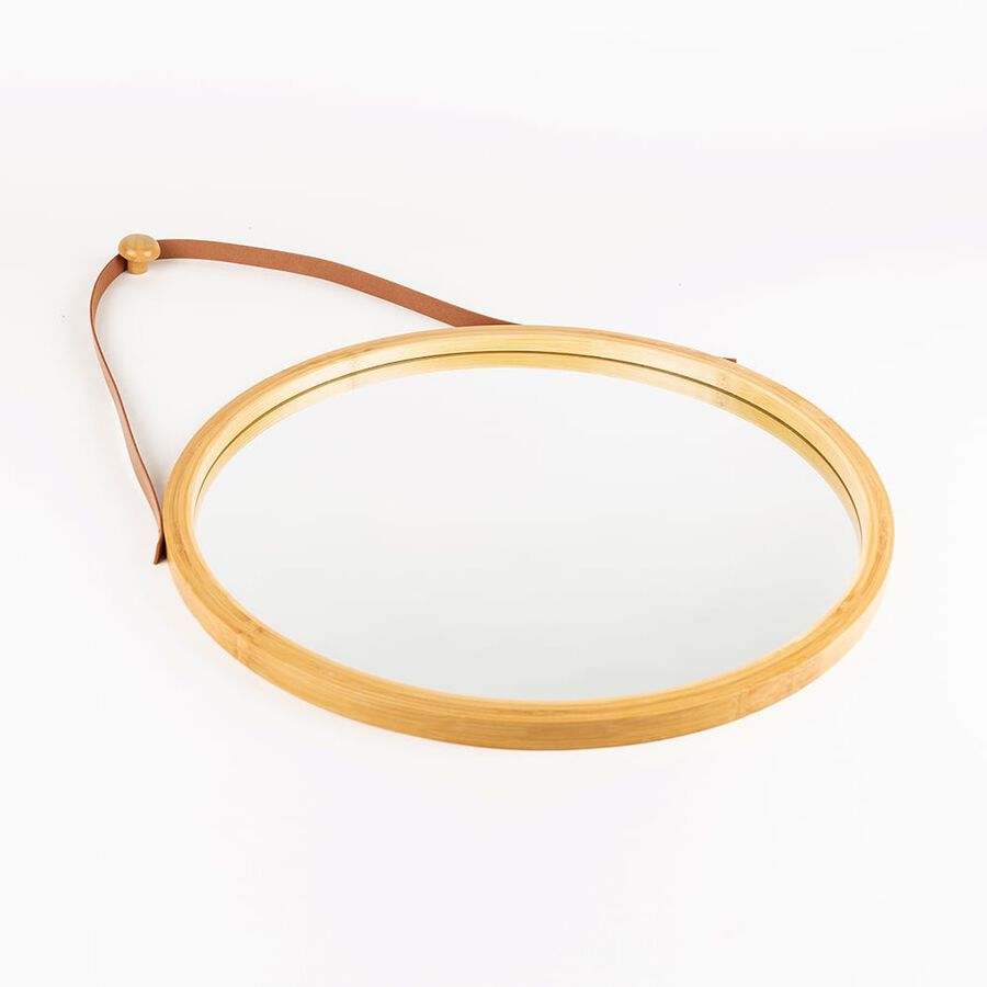 Espejo con asa de bamb&uacute; &Oslash;38cm
