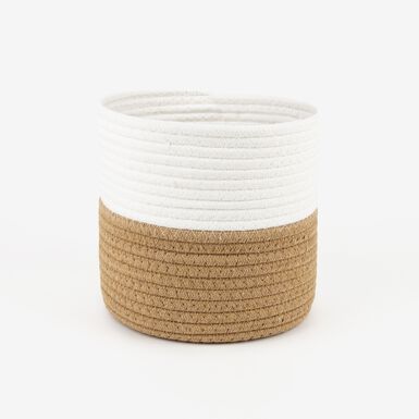 Cesta blanca de algod&oacute;n y yute Erfurt &Oslash;21x20cm