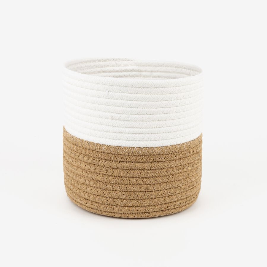 Cesta blanca de algod&oacute;n y yute Erfurt &Oslash;21x20cm