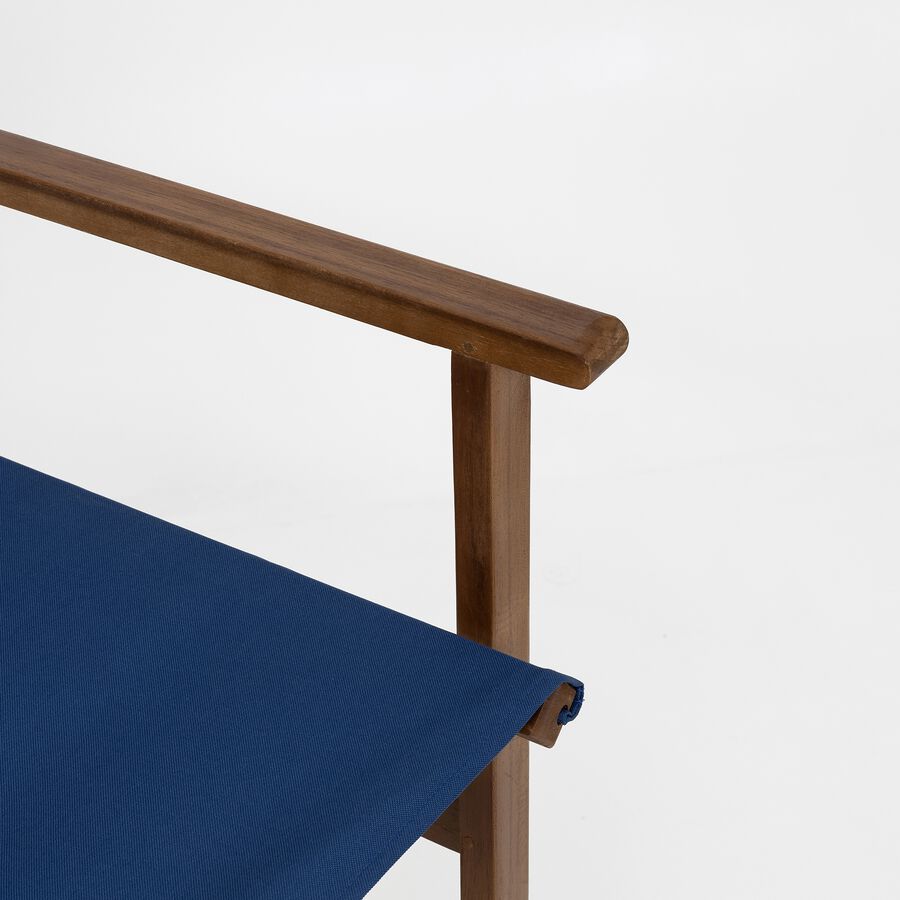 Silla plegable director de jardín azul de madera de acacia 90x56x52 cm