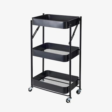 Carro de cocina plegable negro de hierro Ares 77cm