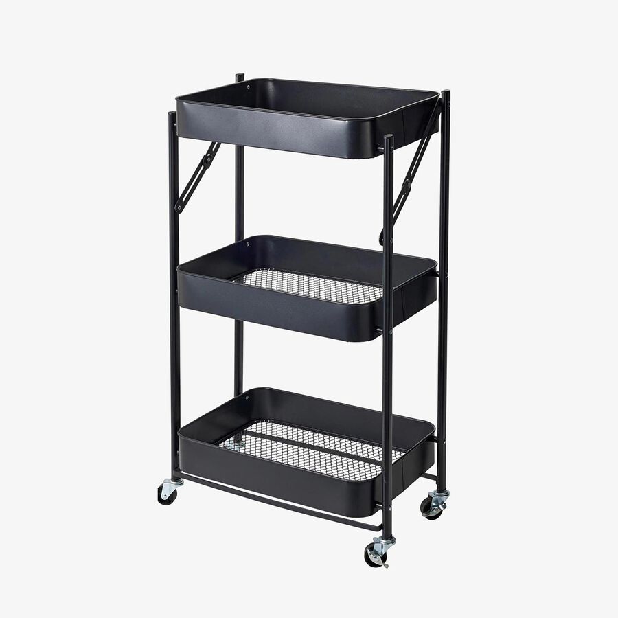 Carro de cocina plegable negro de hierro Ares 77cm