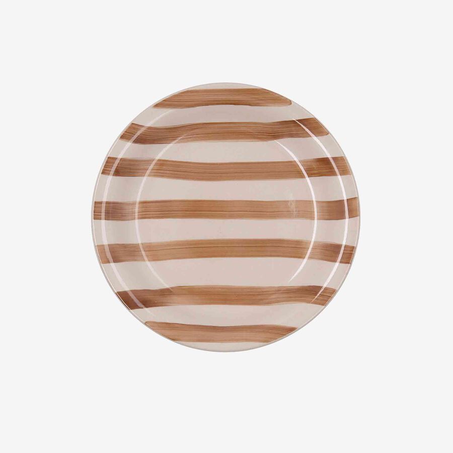 Plato de postre de cer&aacute;mica marr&oacute;n y beige Crema Aegea &Oslash;19cm