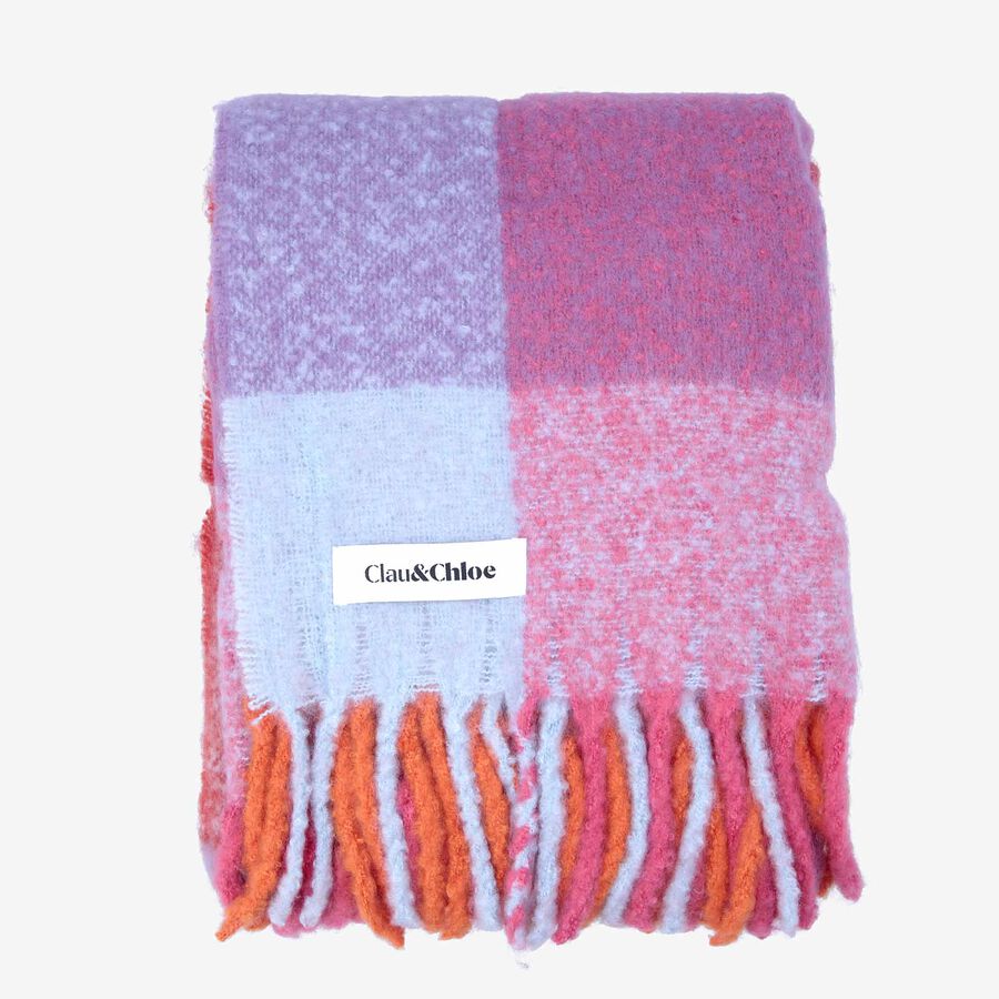 Manta efecto mohair de cuadros multicolor 130x150cm Clau&Chloe