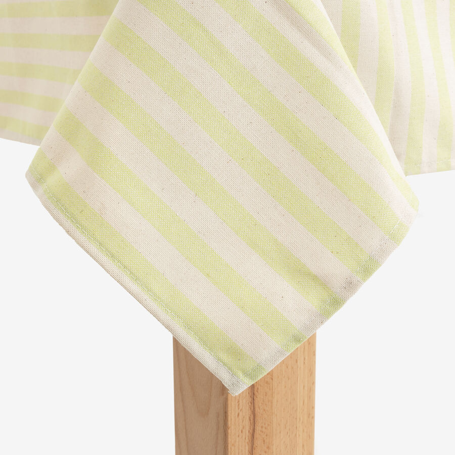 Mantel de algod&oacute;n reciclado de rayas verde 135x200cm