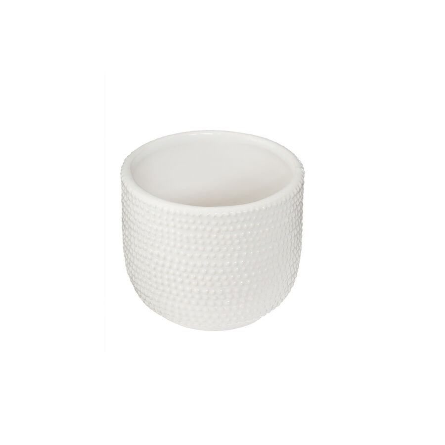 Macetero blanco de cer&aacute;mica &Oslash;10,5x9cm