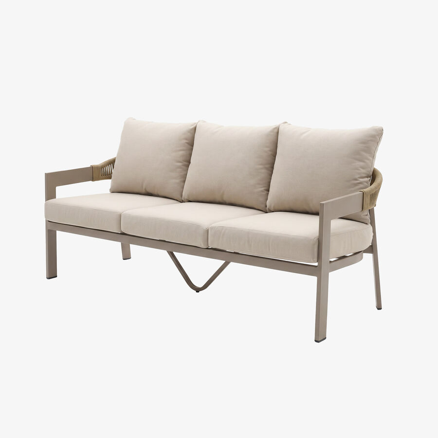 Set de jard&iacute;n de 4 piezas de aluminio y cuerda beige Portofino