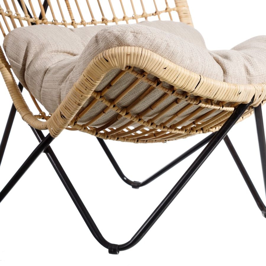 Butaca de fibras naturales y metal con cojín 76x76x87cm