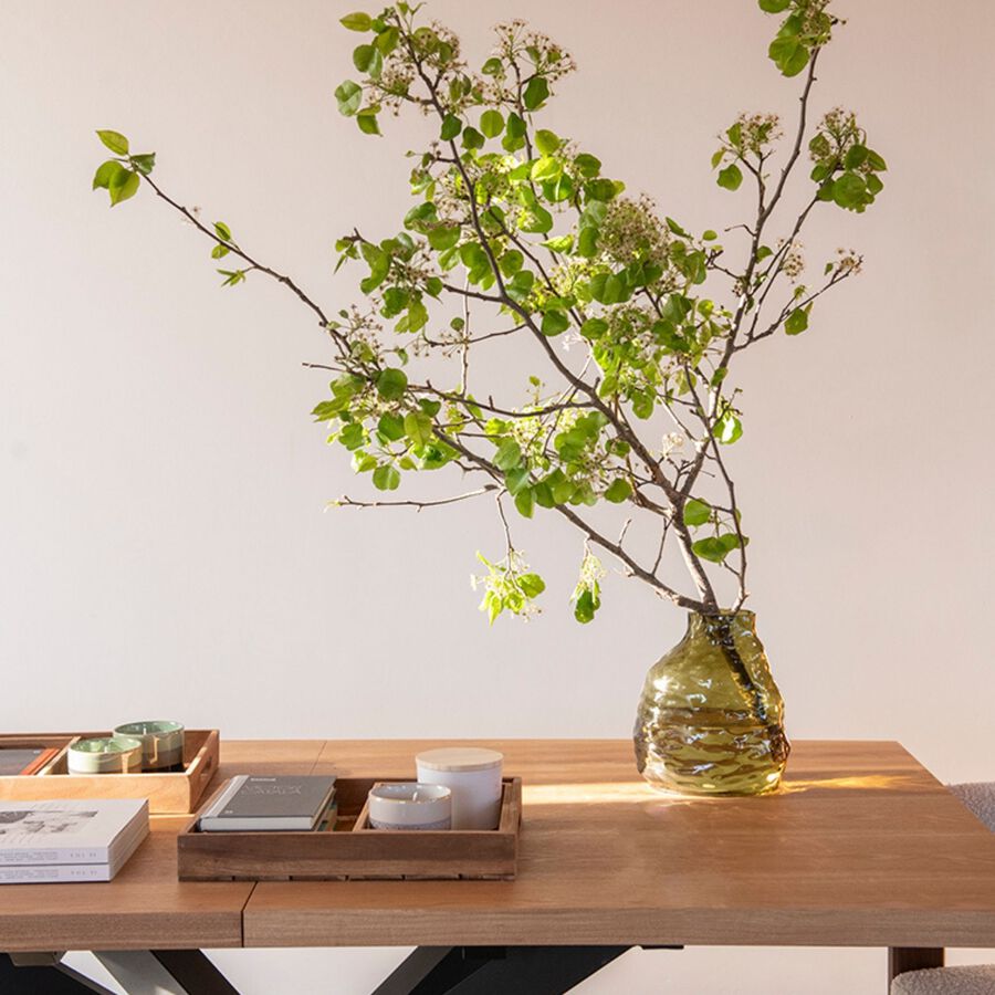 Jarrón de cristal verde Biras 21x15x25cm