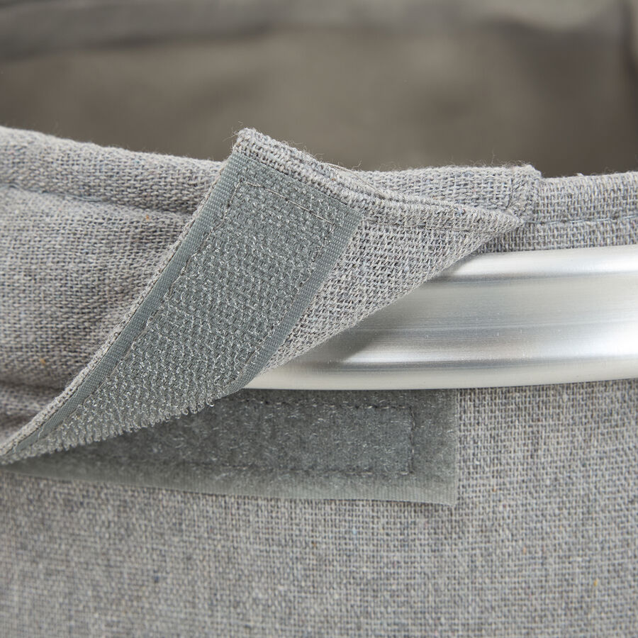 Cesta para ropa doble de aluminio y tela gris Deluxe &Oslash;37x50cm