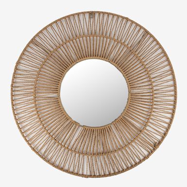 Espejo de pared redondo de rafia de Ø70 cm