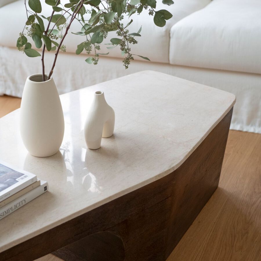 Mesa de centro de m&aacute;rmol Se&uacute;l 128x63x36cm Clau&Chloe