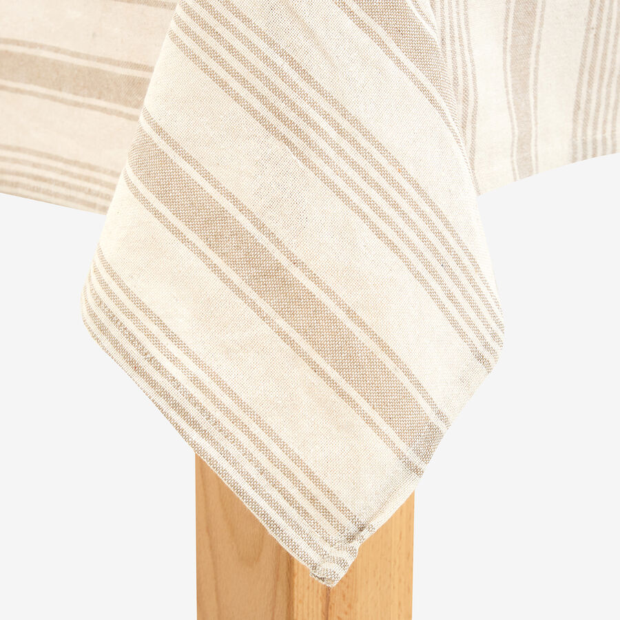 Mantel de algod&oacute;n rayas beige Vieste 150x200cm