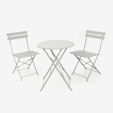 Set de jard&iacute;n plegable de mesa y 2 sillas de acero gris claro Bistro