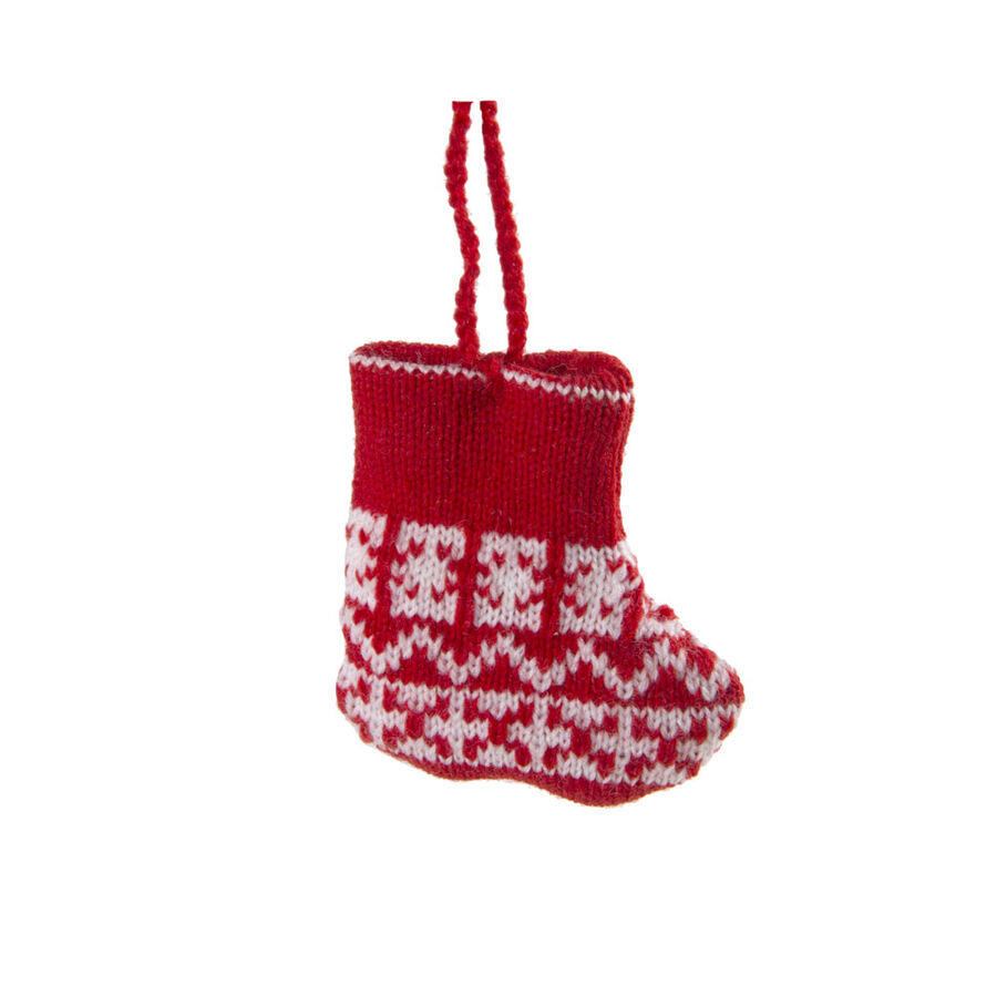 Adorno colgante de lana Calcetín rojo Tricot 8cm