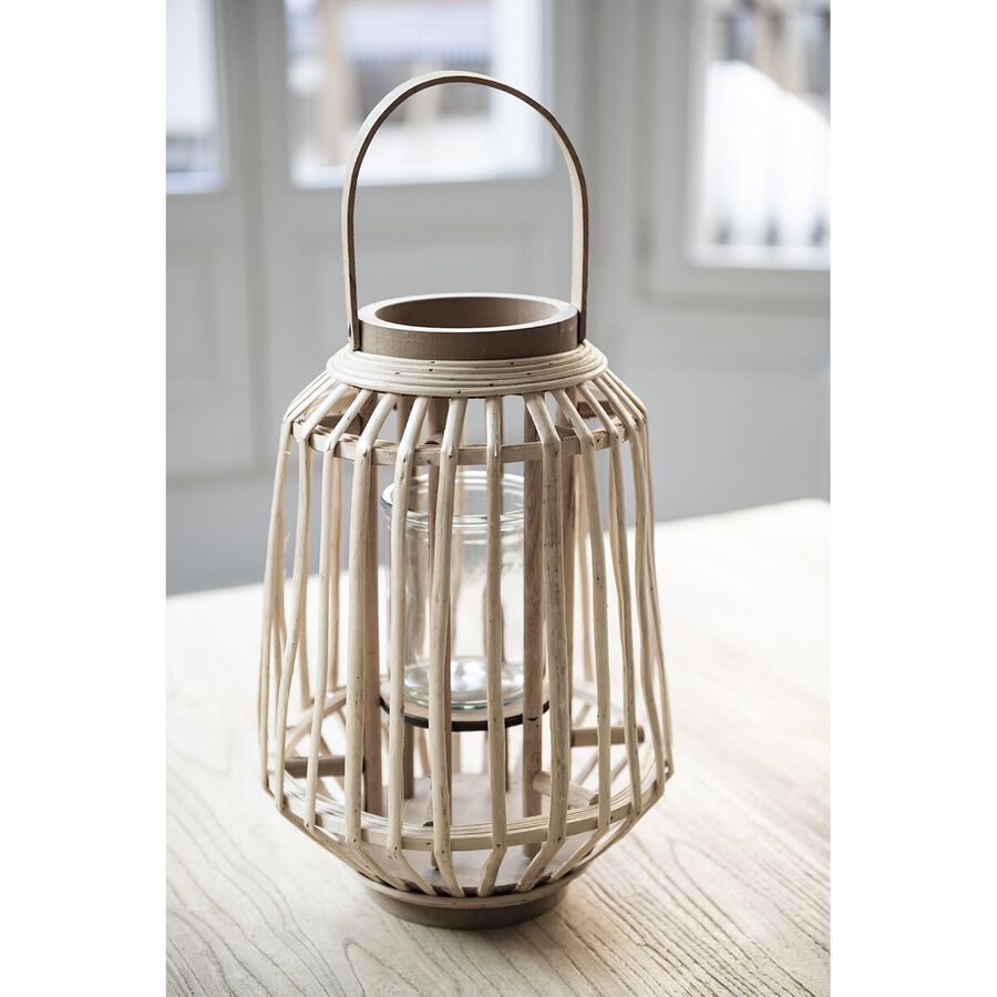 Farol de rat&aacute;n marr&oacute;n Chairo &Oslash;25x35cm