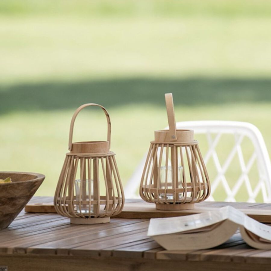 Farol redondo de bamb&uacute; &Oslash;15x16cm