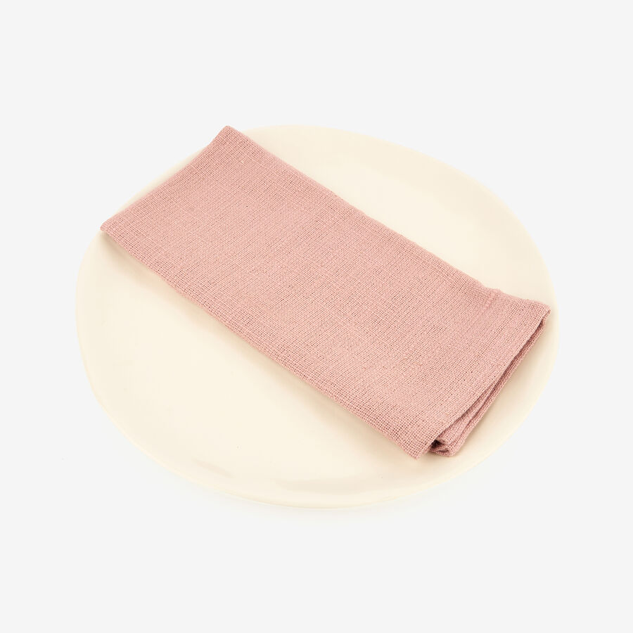 Set de 2 servilletas rosa pespunte lila Arosa 43x43cm