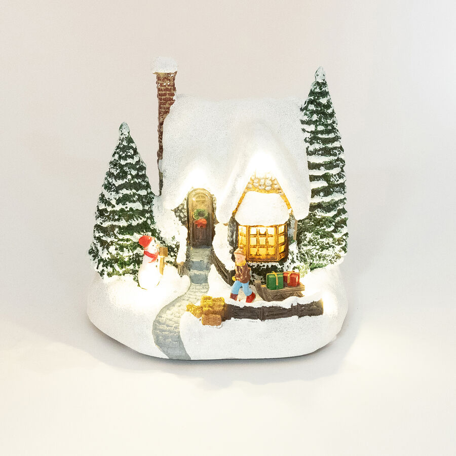 Figura decorativa con luz LED Casita nevada 17x14x15,5cm