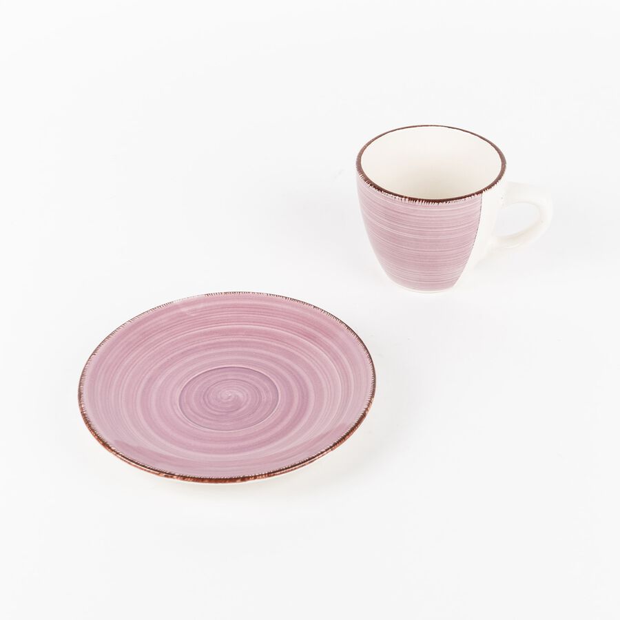 Set 2 tazas con plato rosa de gres Vita 22cl