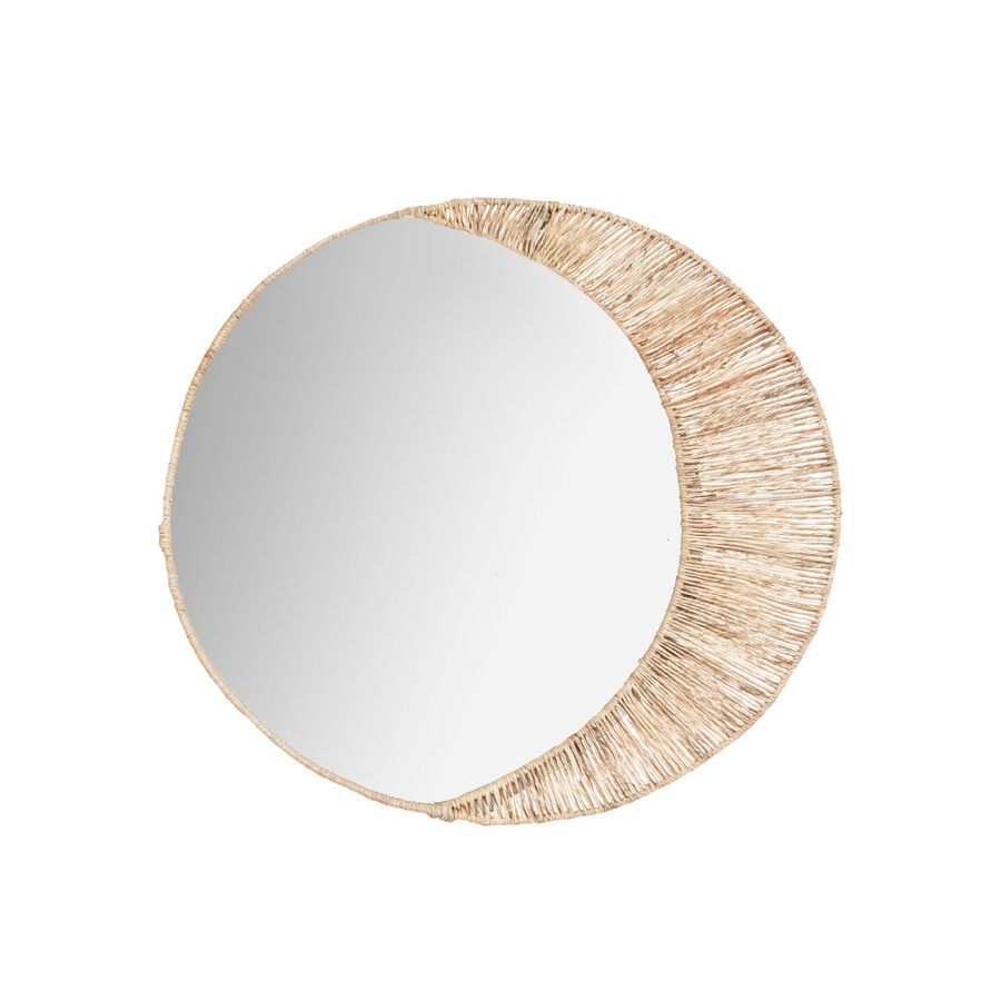 Espejo de pared redondo de yute Luna Ø50cm