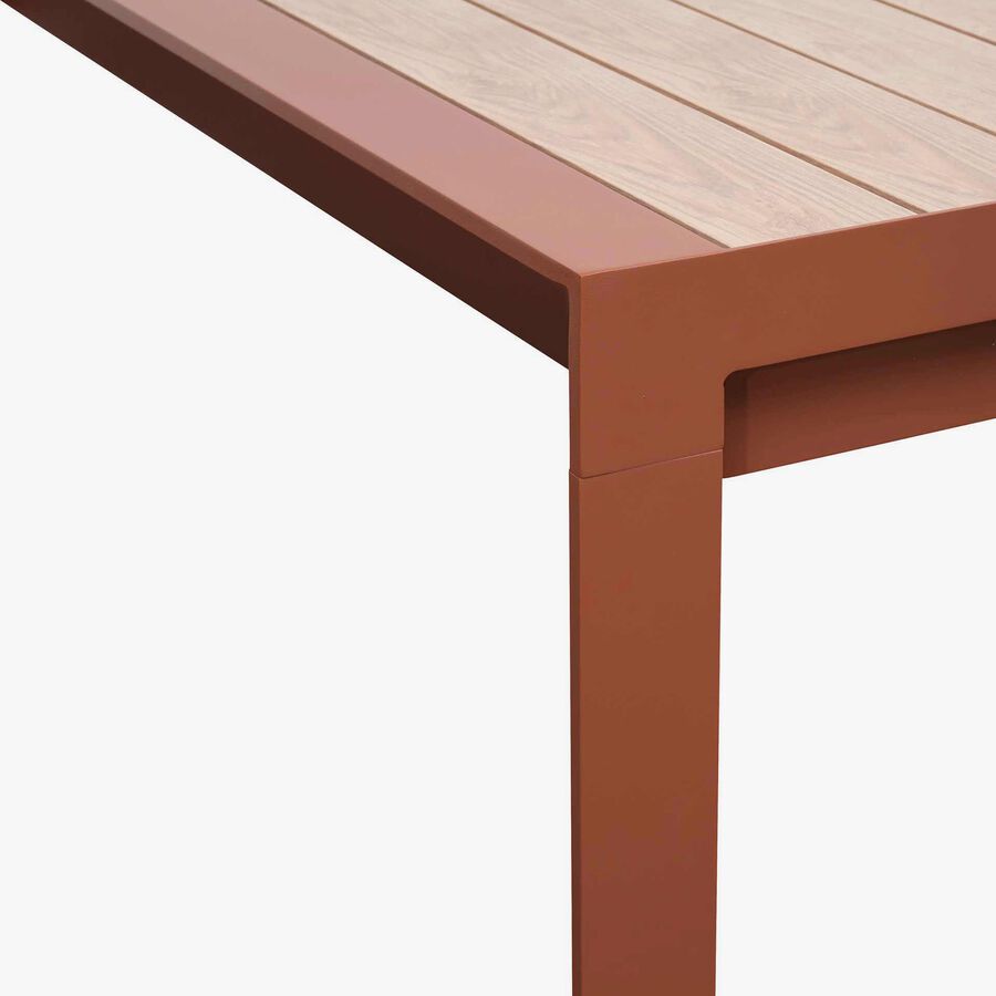 Mesa de comedor de jard&iacute;n extensible de aluminio caoba Evora 214x110x77cm