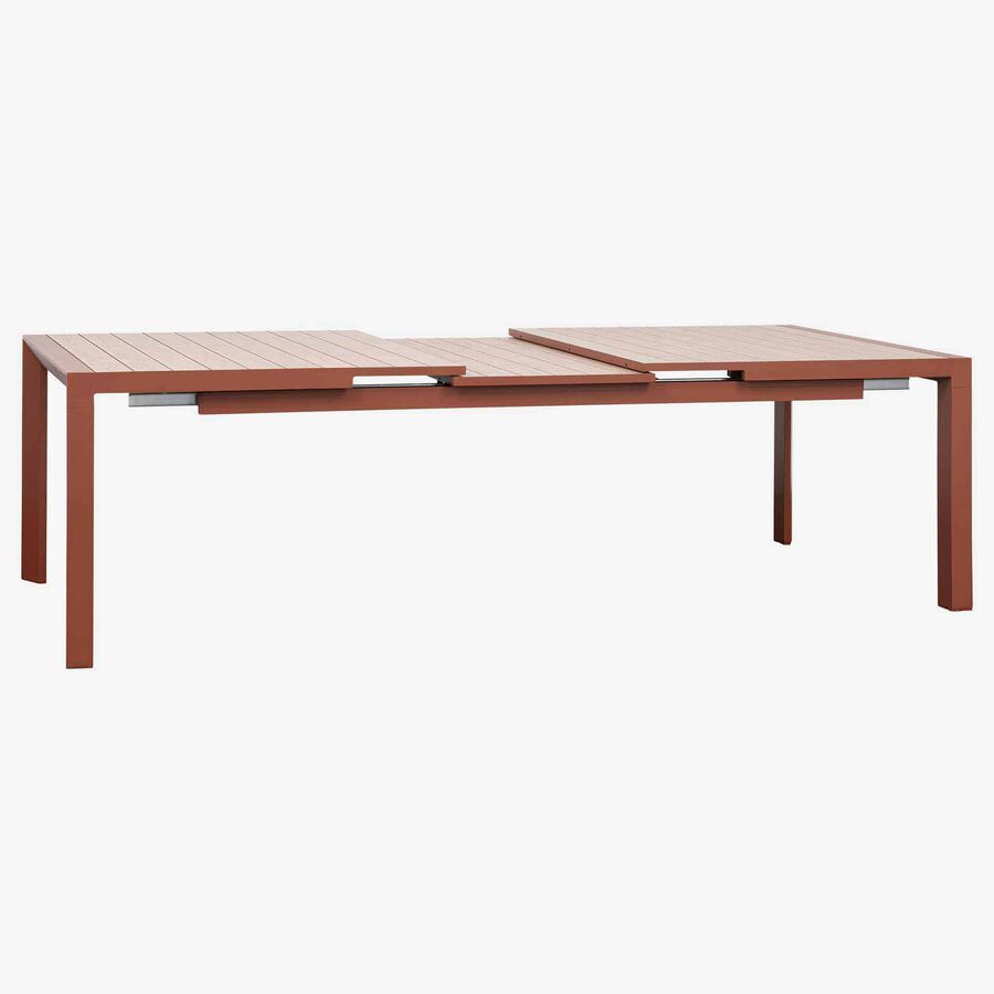 Mesa de comedor de jard&iacute;n extensible de aluminio caoba Evora 214x110x77cm