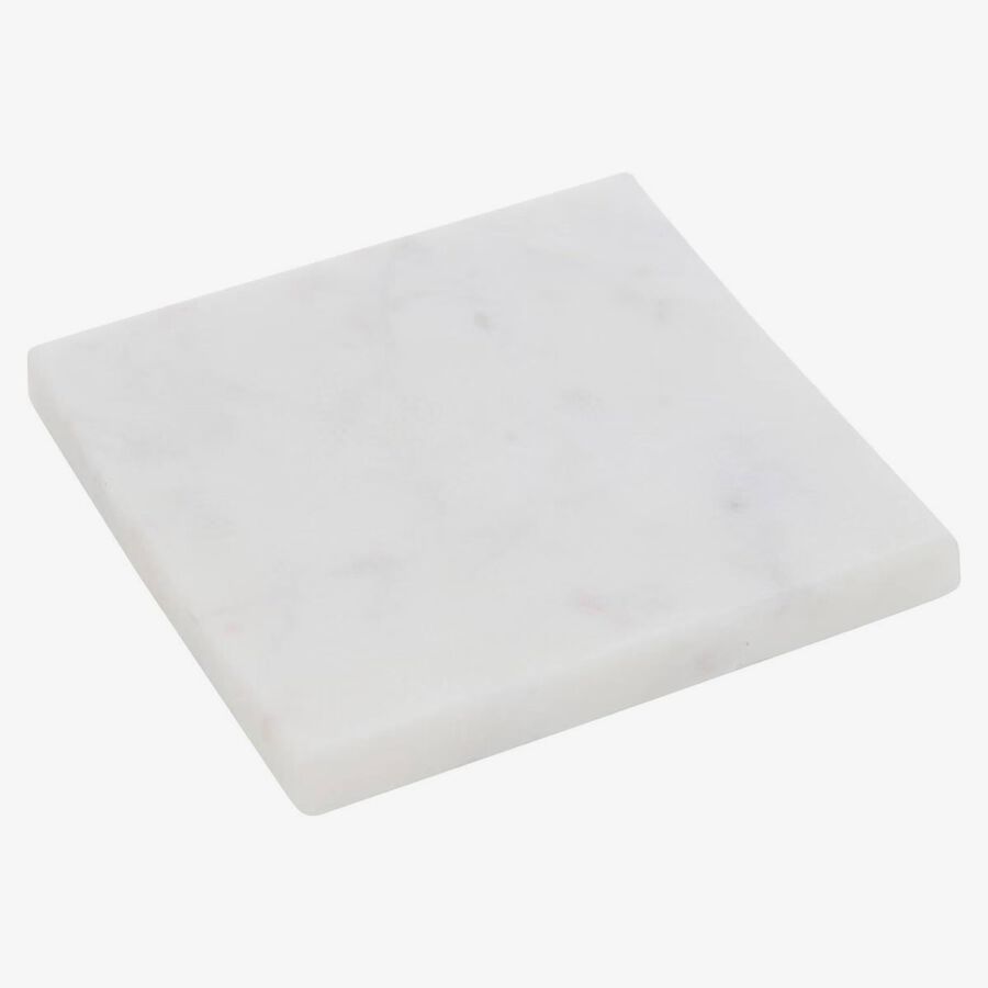 Set de posavasos StoneBase de m&aacute;rmol blanco 10cm