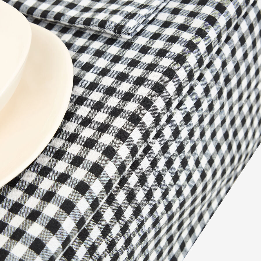 Mantel de algod&oacute;n Vichy negro 140x140cm