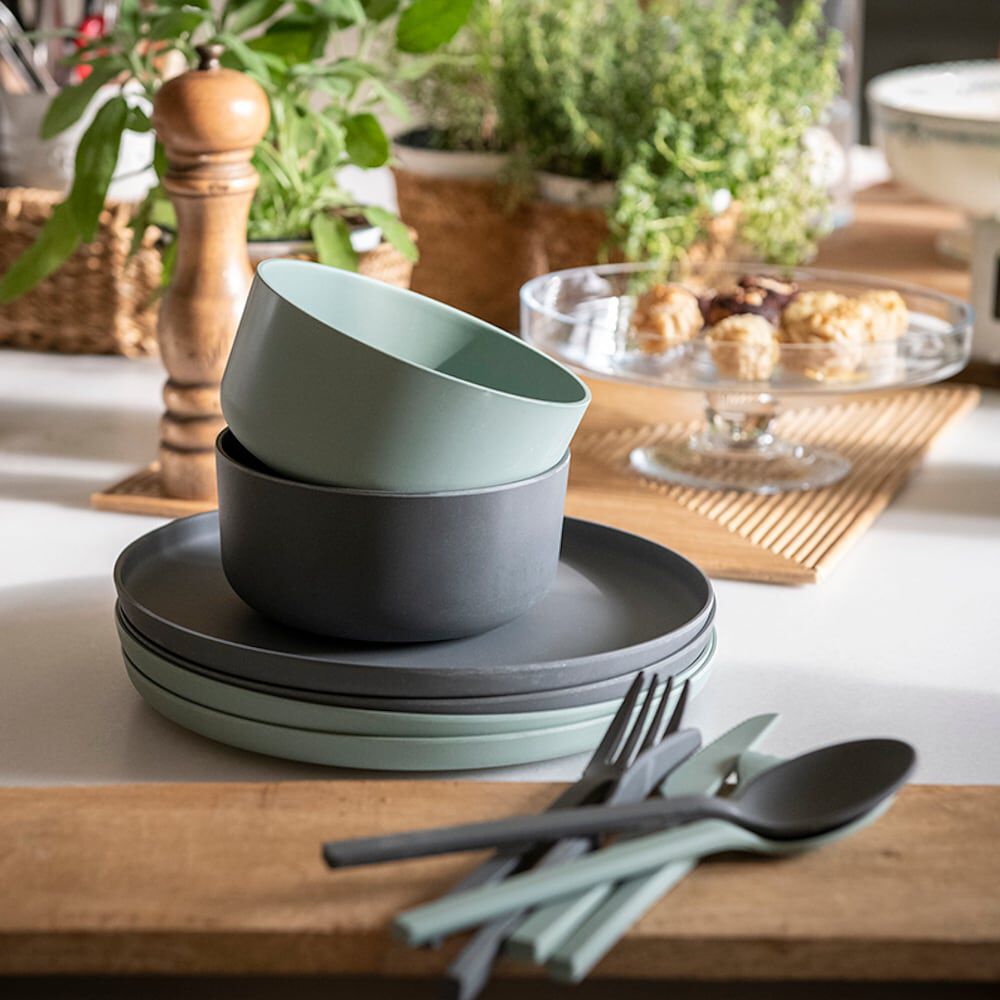 Plato de fibra de bamb gris 25cm Casa Viva