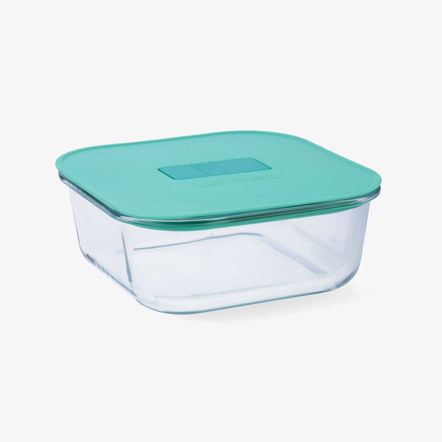 Recipiente herm&eacute;tico cuadrado verde de vidrio Joy 1,10L