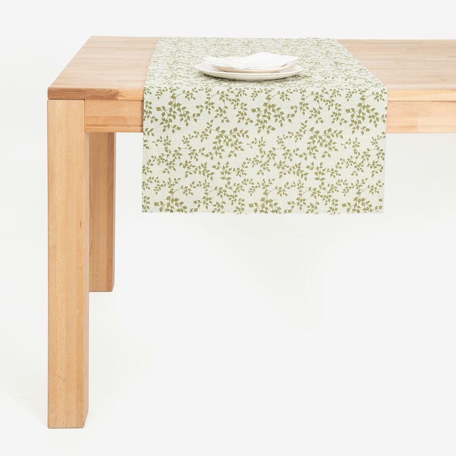 Camino de mesa verde de algod&oacute;n reciclado Jana 55x140cm