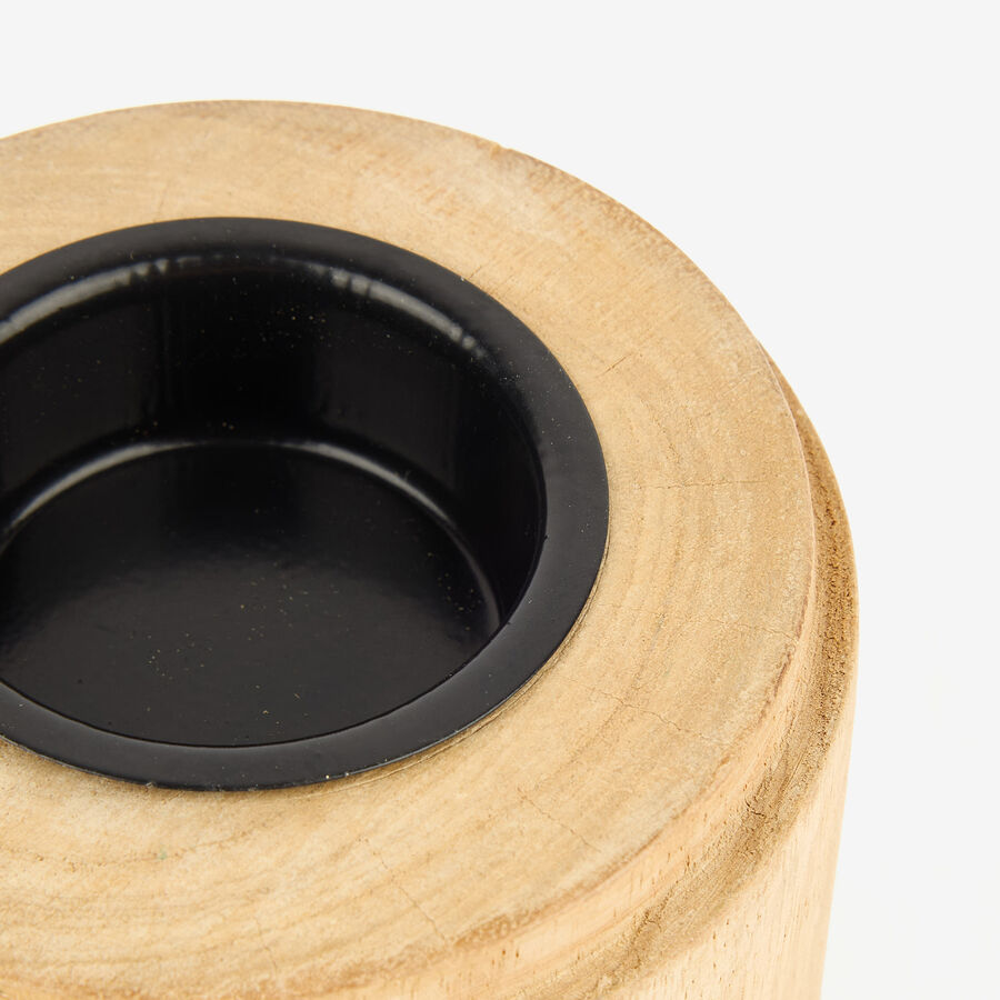 Portavelas de madera Ø9x15cm