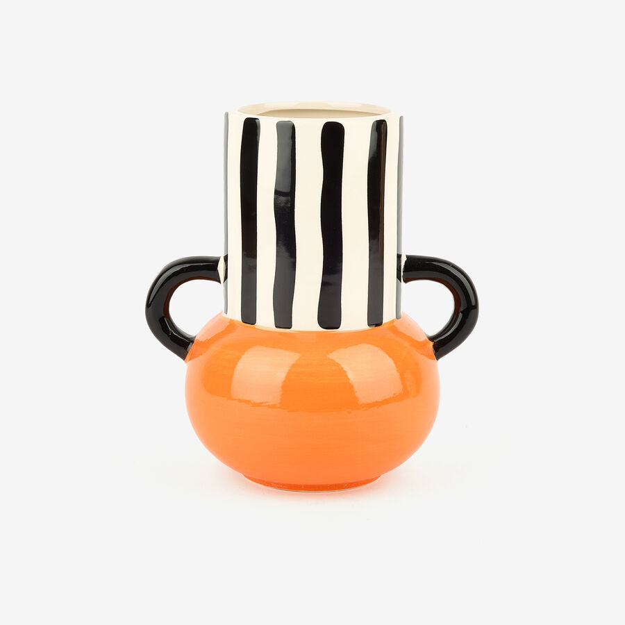 Jarrón de cerámica rayas Gadiel 18cm