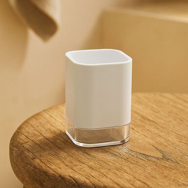 Vaso portacepillos de acr&iacute;lico blanco 8x11cm