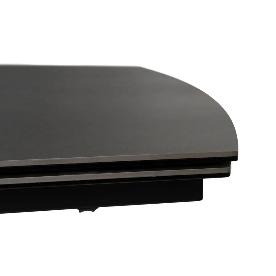 Mesa de comedor extensible de cerámica y cristal gris oscuro 180/260x90x76cm