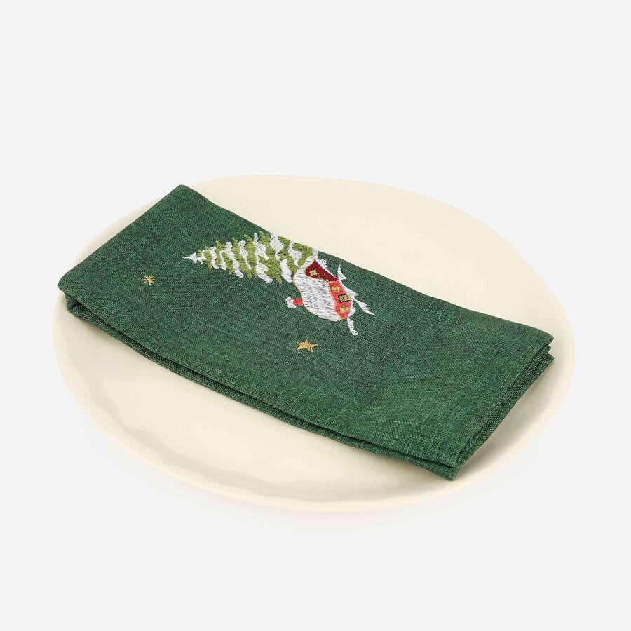 Servilleta verde bordada Pueblo 45x45cm