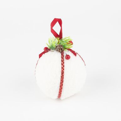 Bola decorativa de peluche blanca 8cm